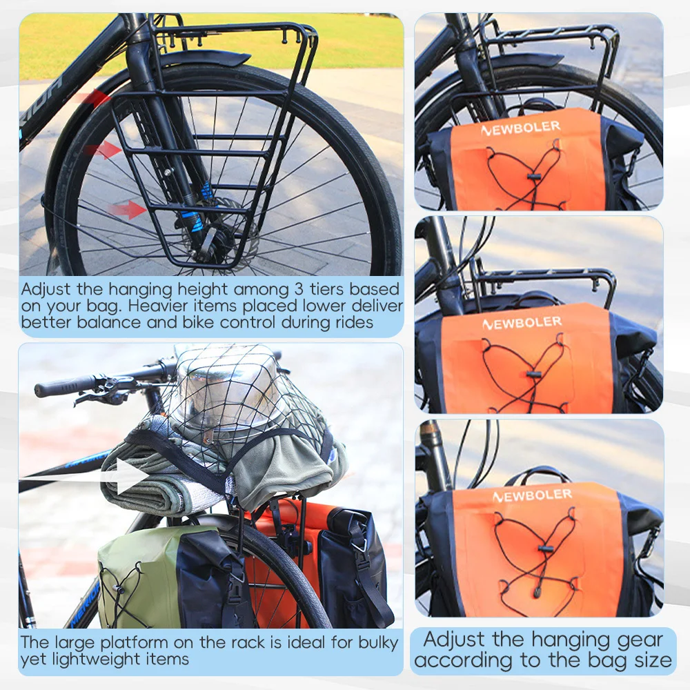 NEWBOLER 2026 New Gravel Bike Front Rack Carrier Pannier Bag Luggage Shelf Bracket  MTB Road Bicycle Carrier Cargo Rack