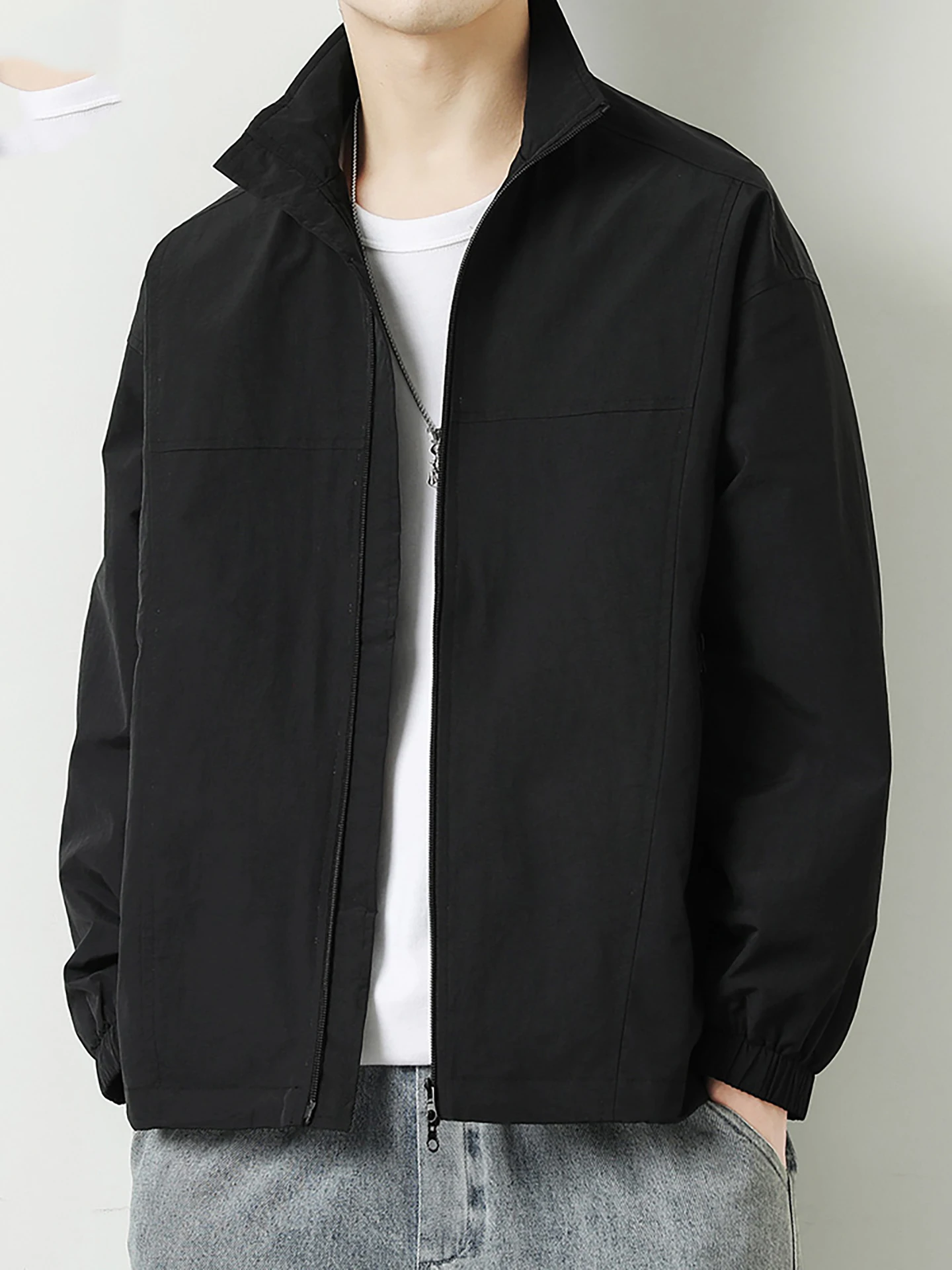 

Повседневная мужская верхняя одежда свободного покроя с воротником-стойкой Faion Urban Sle из полиэстера и нейлона Cosite Fiber, ветрозащитная молния...