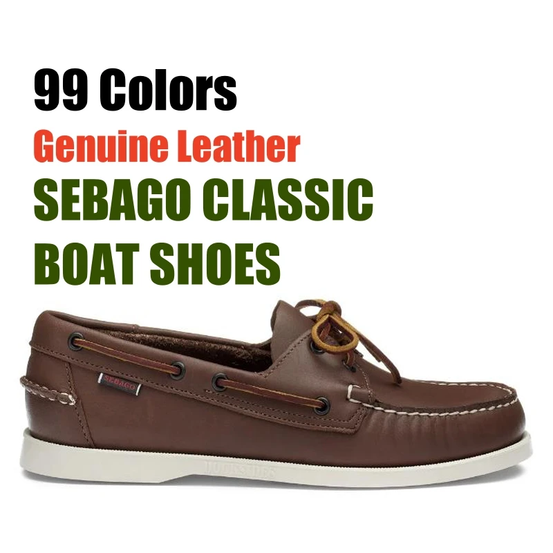 

Men Authentic Sebago Homme Docksides Shoes - Premium Genuine Suede Leather Moc Toe Lace Up Boat Shoes Women AB212