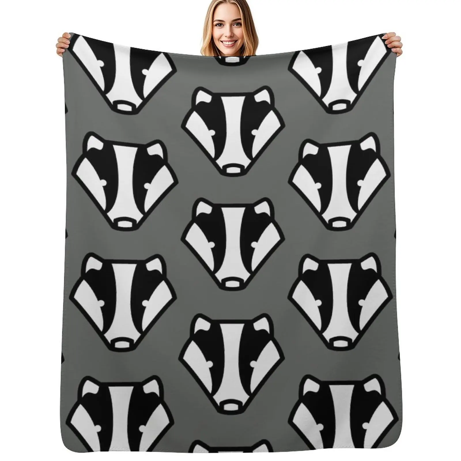 Badger badger badger grey and black design Throw Blanket blankets ands Travel Thermal Decorative Sofas Quilt Furrys Blankets