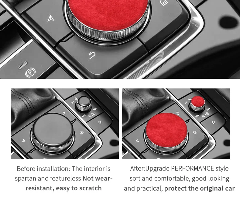 Für Mazda 3 Axela Mittelkonsole Multimedia Knopf Knopf Abdeckung Trim Aufkleber Auto Innen Tuning Zubehör Aus Alcantara – Detail 4