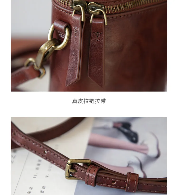 PNDME einfache, lässige, handgefertigte Damen-Handytasche aus pflanzlich gegerbtem Rindsleder, modische Designer-Umhängetasche aus echtem Leder – Detail 4