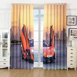 2 panel Red Black Sports Car Racing Print Curtain Large Size Curtain for Boys Bedroom Living Room Floor-to-ceiling Window Drape