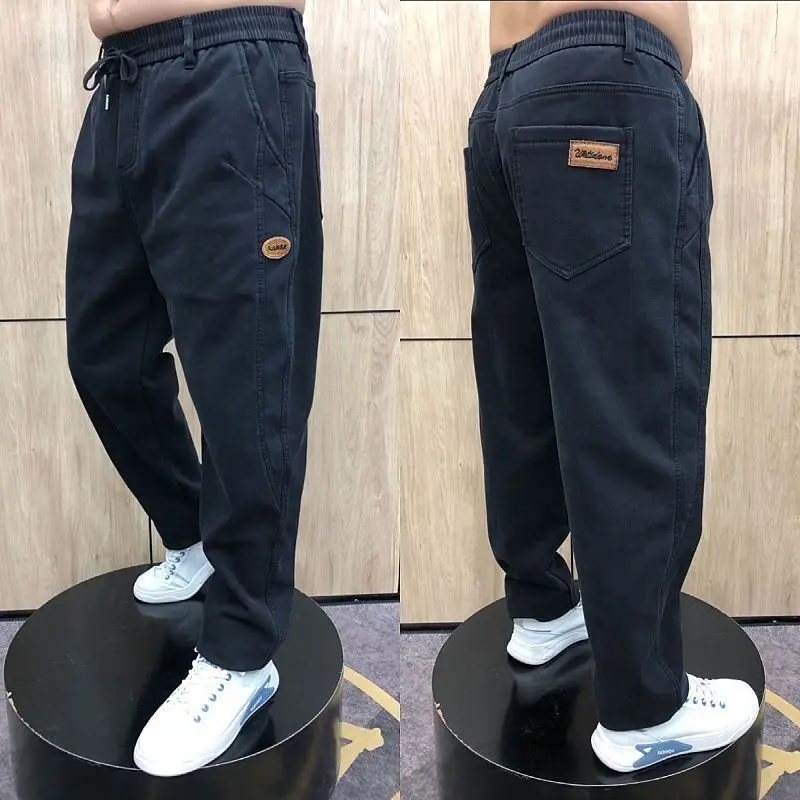 Autumn Pants Men's Jeans Men's Trousers Loose Versatile Autumn Winter High-waist Middle-aged Stretch Harem Pants