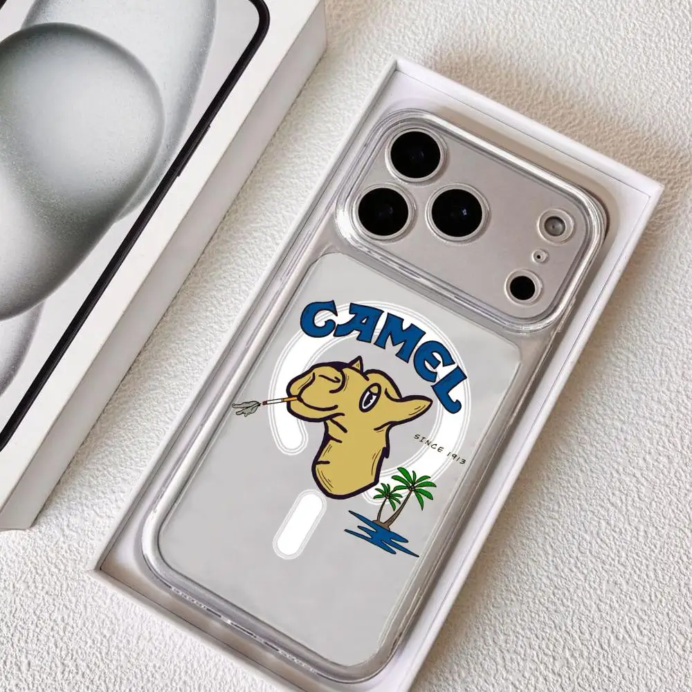 

Luxury C-Camel Phone Case for iPhone 17 16 15 14 13 12 11 Pro Max Plus Clear Magnetic Shockproof Scratch-Resistant