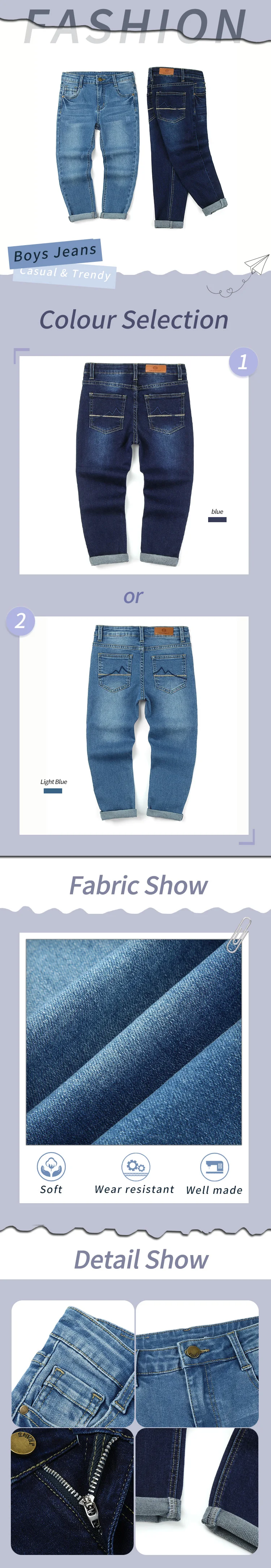 Jungen Slim Jeans Klassische bequeme Kinder Denim Lange Hosen Mode Freizeithose – Detail 2