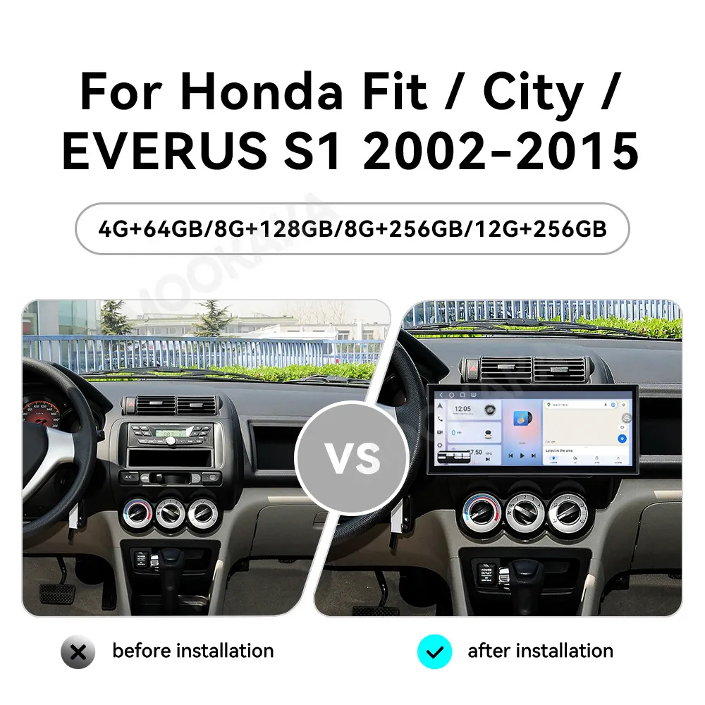Android 15 Carplay Radio For Honda Fit City Jazz Everus S1 2002~2015 Multimedia Player Navigation Car Stereo Receiver Head Unit
