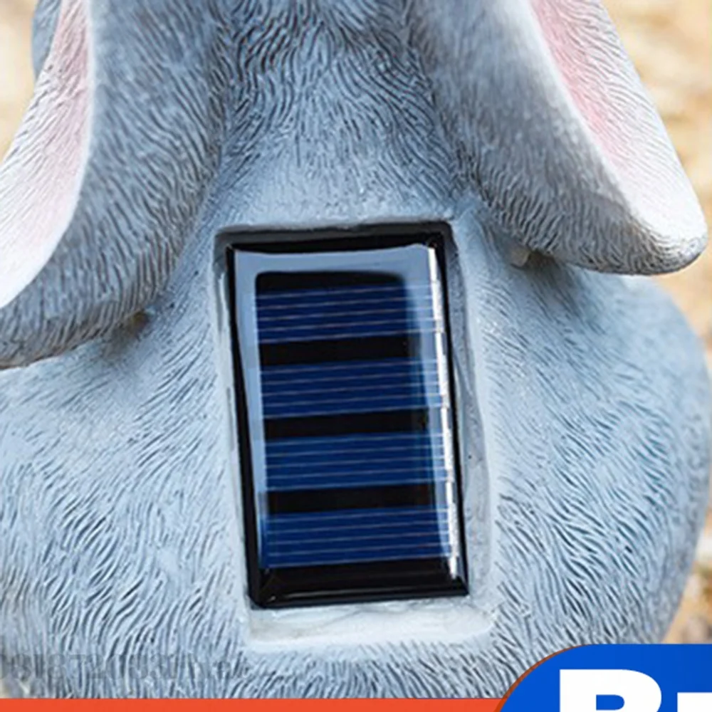 Solar Rabbit Light Bunny Butterfly Ornament Waterproof Cute Rabbit Figurine Resin Cartoon for Patio Lawn Courtyard