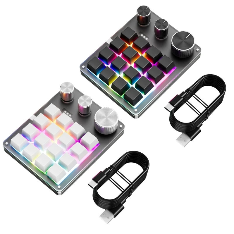 

16 Ключевой USB Mini Programmable клавиатура с 3 ручками Hotswap Mechanical Design Идеально подходит для игр и офисного