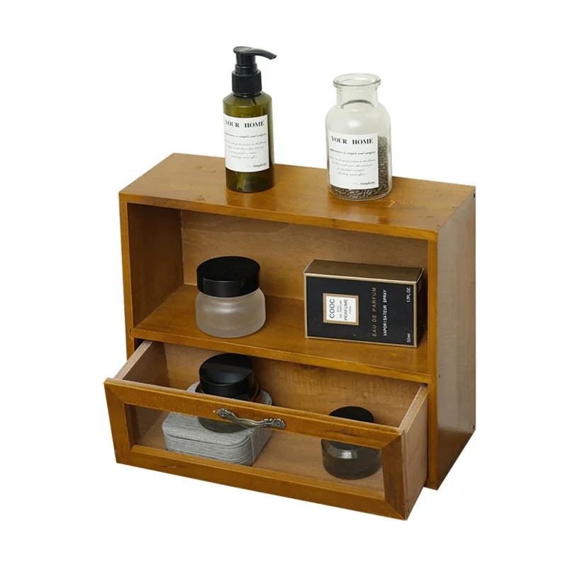 Coreano Ins Wind Retro Old wood Storage Cabinet cassetto tipo Desktop Rack scatola di profumo cosmetico cassetto da scrivania