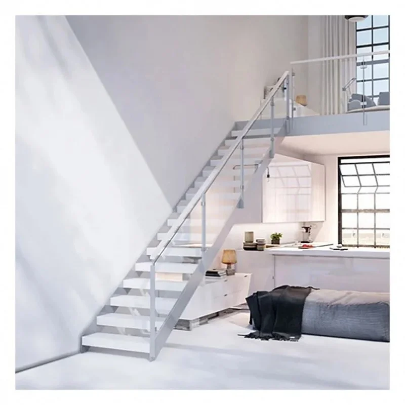 custom.Alucasa Indoor Wooden Tread Staircase Mono Beam Straight Stairs Design