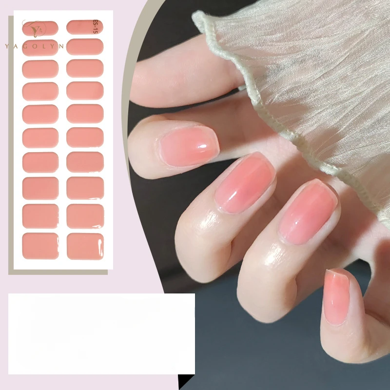 20Tips Franse Glanzende Gel Nagelstrips Patch Sliders Zelfklevende, Langdurige, Volledig Bedekkende Gel Nagelstcikers Uv-Lamp Nodig