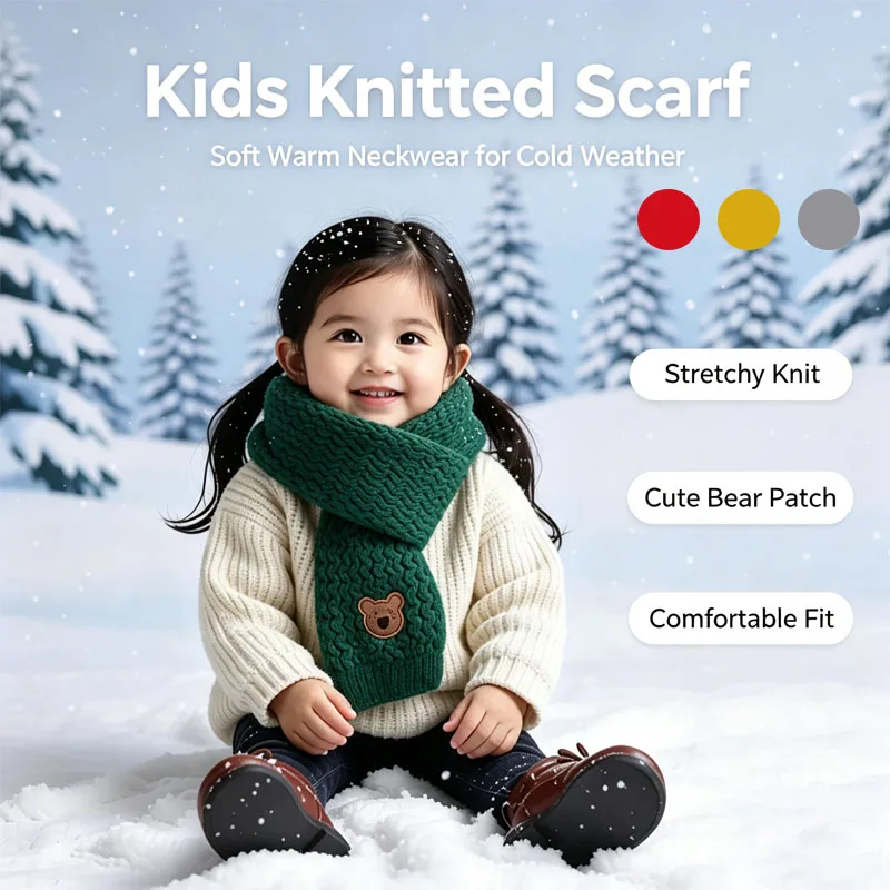 1-10PCS Cute Korean Style Christmas Toddler Fleece Lined Windproof Neck Warmer Scarf Winter Warm Baby Kids Unisex Gift