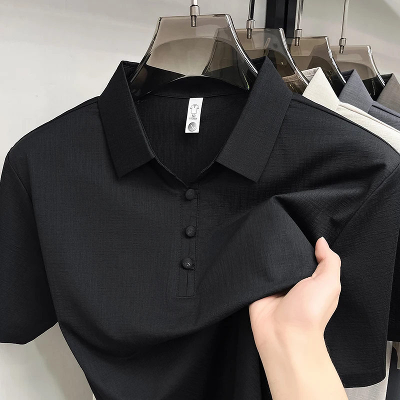 Personality button short sleeve men's polo shirt luxury retro summer comfort breathable casual new fashion solid color T-shirt