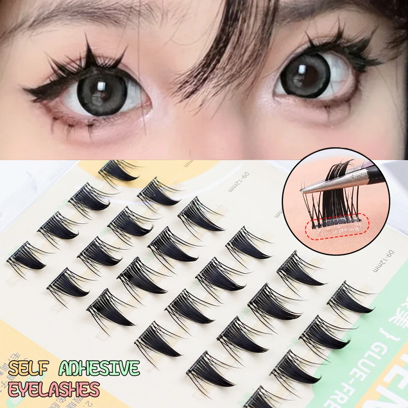 Pestañas postizas autoadhesivas de visón falso 3D, maquillaje de 6 filas/caja, pestañas de Manga, pestañas de Anime, luz suave, herramienta de extensión de pestañas naturales