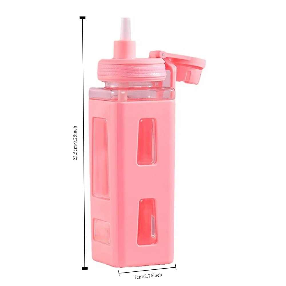 1pc 700ml Kawaii Portable Water Bottle With Straw, Leakproof Water Cup For Outdoor Sports, Fitness, Travel Drinkware