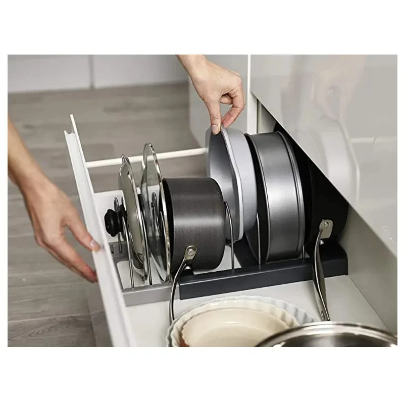 Scalable Pot Lid Holder Kitchen Organizer Pot Cover Storage Rack Pan Shelf Cabinet Drawers Pot Lid Rack Chopping Board Holder