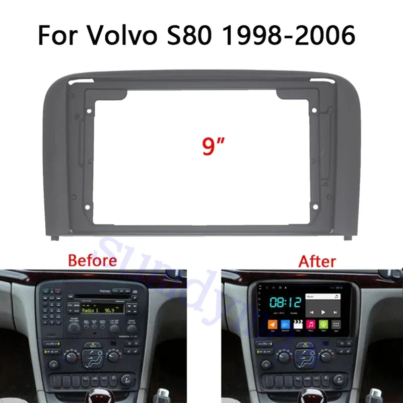 9 inch big screen android Car Radio Fascia Panel for Volvo S80 1998-2006  Fascia GPS Navigation Dash Kit Console Plate Adapter