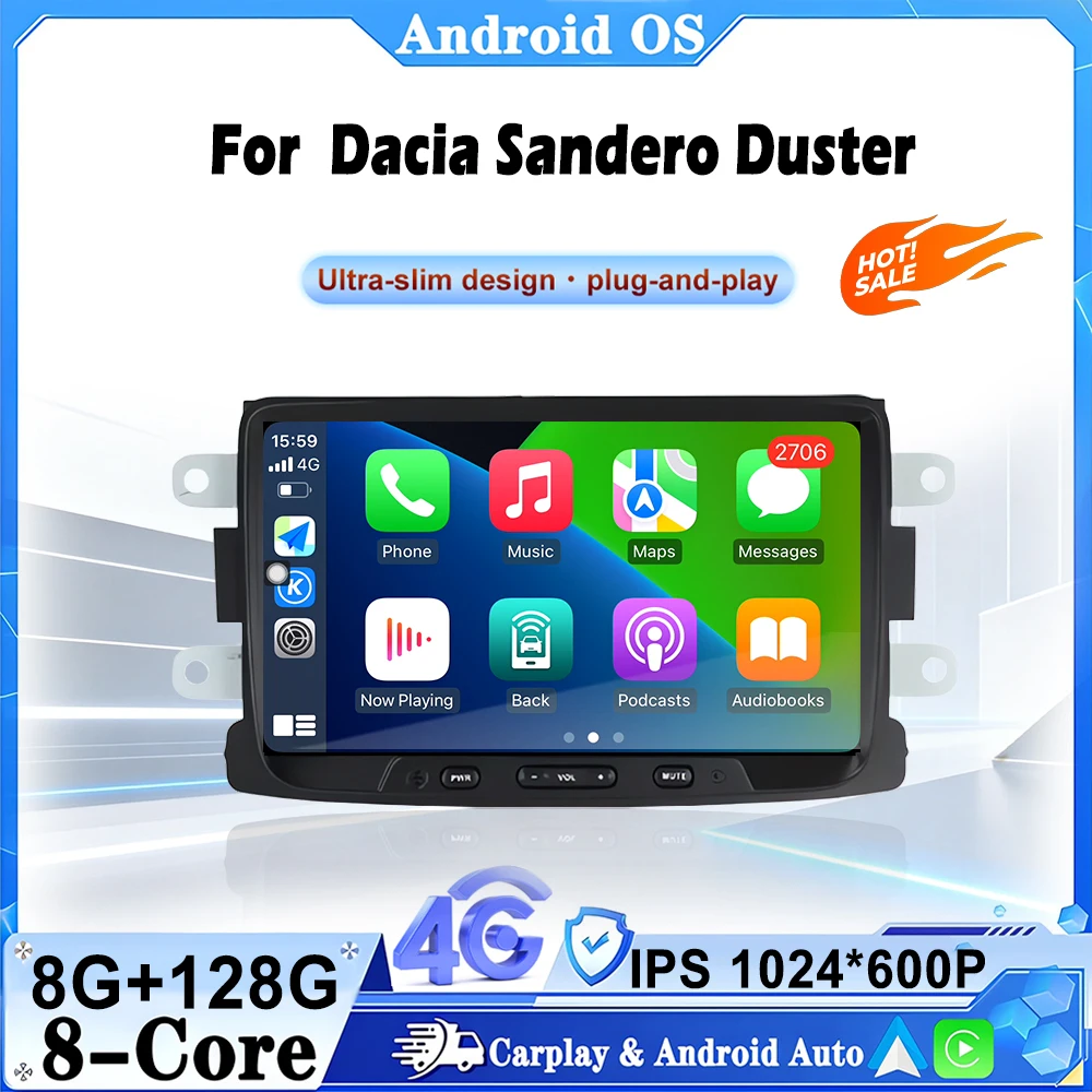 7 Inch For Dacia Sandero Duster Android 16 Auto Car Radio Navigation GPS Multimedia Video Player Tools BT DSP Carplay 4G WIFI