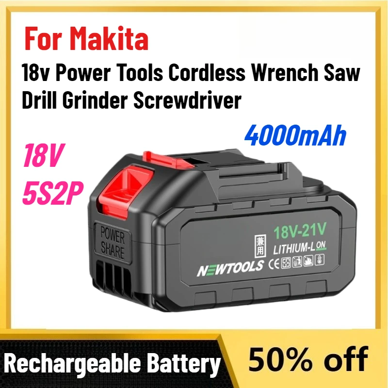 New 18V 21V 5S2P 4000mAh Rechargeable Lithium Battery For Makita 18V Power Tools Cordless Wrench Saw Drill Grinder Screwdriver