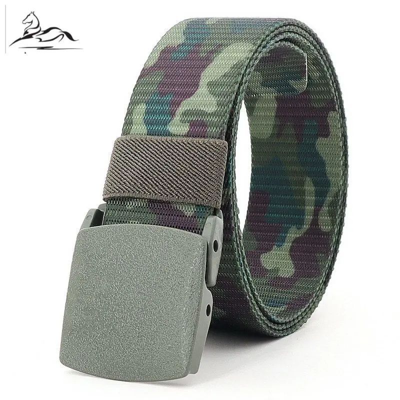 MATA Mens  Buckle Belts Fashion Camouflage Strap Nylon Army Military Outdoor Tactical Waist Cinto Sport Leisure 3.8cm