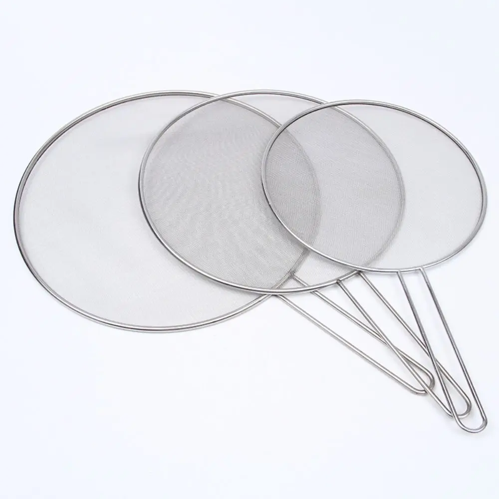 Multifunctional Oil Splatter Screen with Handle Anti-splash Guards Mesh Stainless-Steel Durable Oil Splash Lids Kitchen Supplies