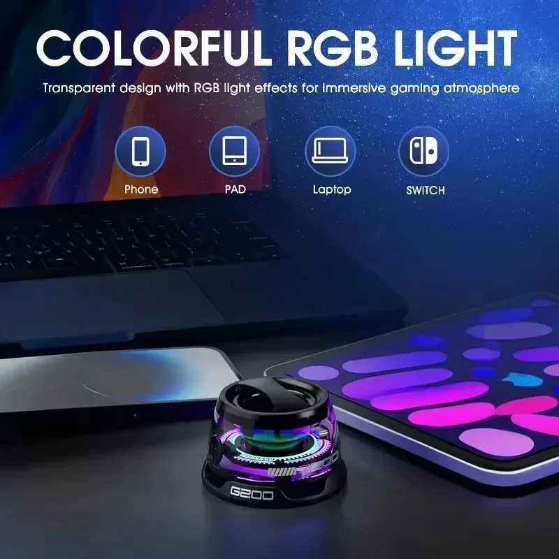 مكبر صوت بخاصية البلوتوث صغير محمول G200 RGB الإضاءة مكبر صوت مغناطيسي BT5.3 صندوق صوت صغير 7 ساعات تشغيل حامل هاتف