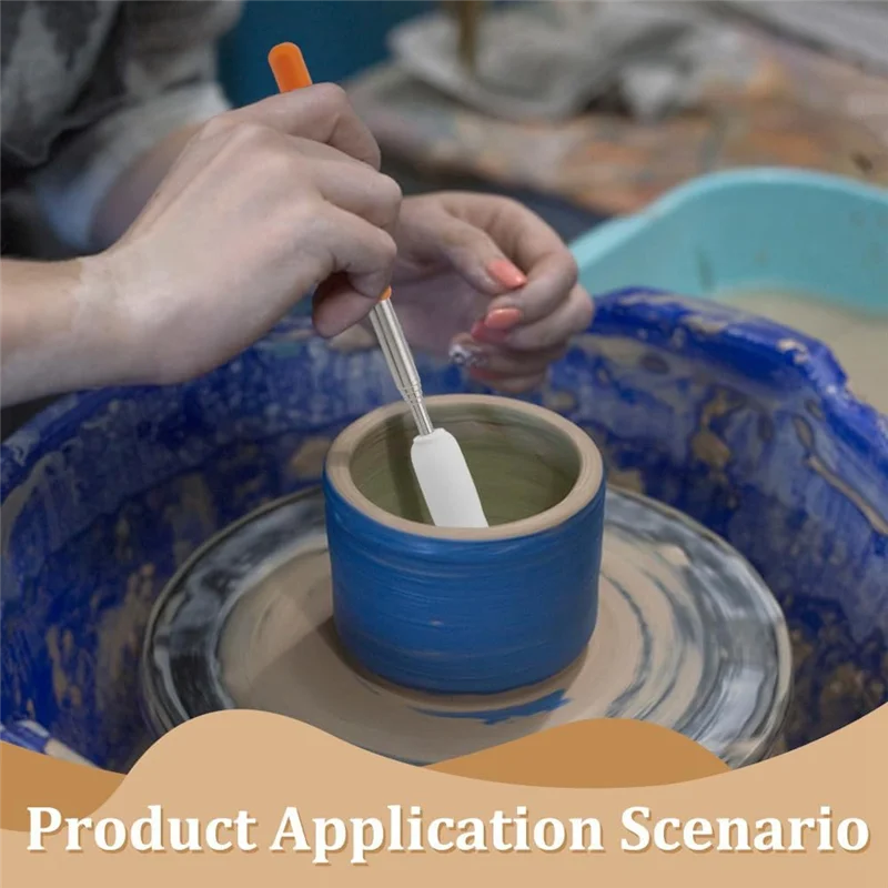 A59E-3PCS عصا إسفنجية تصغير للفخار، مقبض من الفولاذ المقاوم للصدأ رأس إسفنجة ماصة لإزالة الماء من الفخار