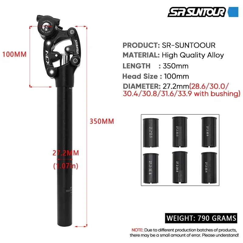 SR SUNTOUR NCX Bicycle Shock Absorber Seatpost 350mm Mountain Bike Seat Tube 27.2 28.6 30.0 30.4 30.8 31.6 33.9mm MTB Seatpost