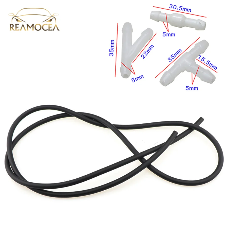 Reamocea Universal 2m Windshield Washer Nozzle Hose Tube Pipe W/ Connector T Y Straight for Front Window Headlight Pump Car Part