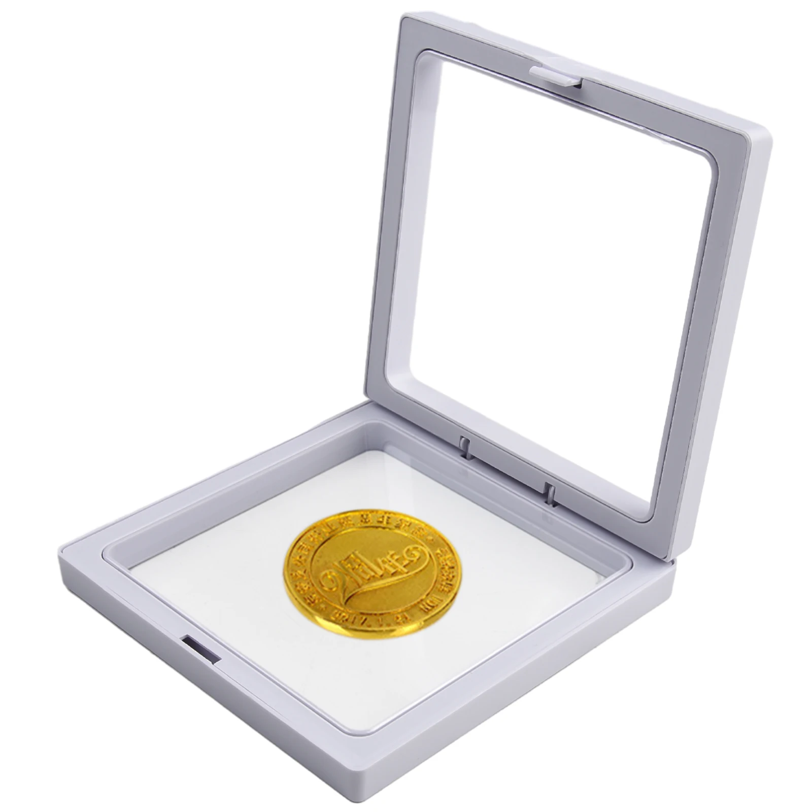 10pcs Display Box 3D Floating Frame Holder Stand Box Clear Jewelry Ring Coin Display Case Necklace Display Holder Gems Storage