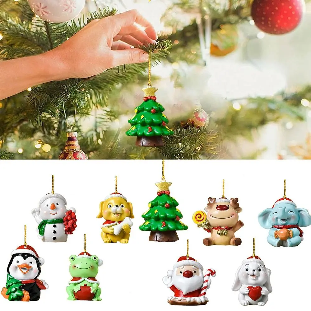 2Pcs Acryl Weihnachten Hängen Anhänger Tier Form Kleine Schneemann Drop Ornament Festival Gefälligkeiten Party Liefert