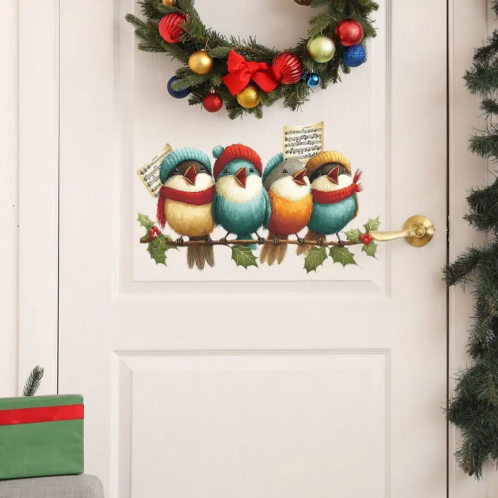 Christmas Cute Birds Wall Sticker Bathroom Toilet Decor Living Room Cabinet Refrigerator Home Decoration Decals Stickers S759