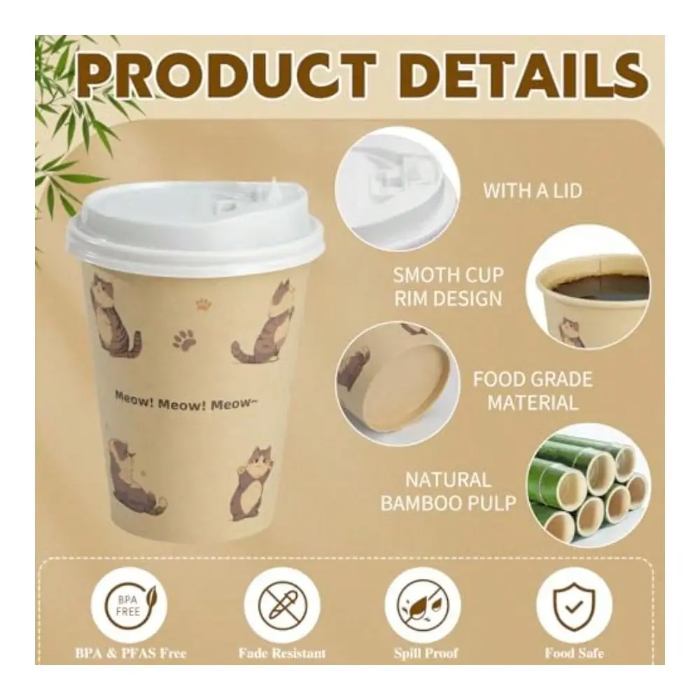 OZ 25 Pack Disposable Cups Paper Coffee Cups With Lids, Disposable Paper Cups For Cold Hot Drinks, Friendly LeakProof To Go Dri