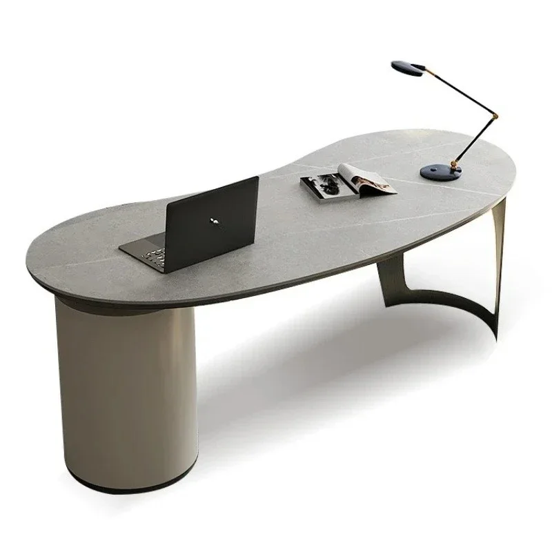 Safe Top - Notch Italian Light Luxury Stone Plate Desk Modern Study Desk Home Bedroom Computer Desk