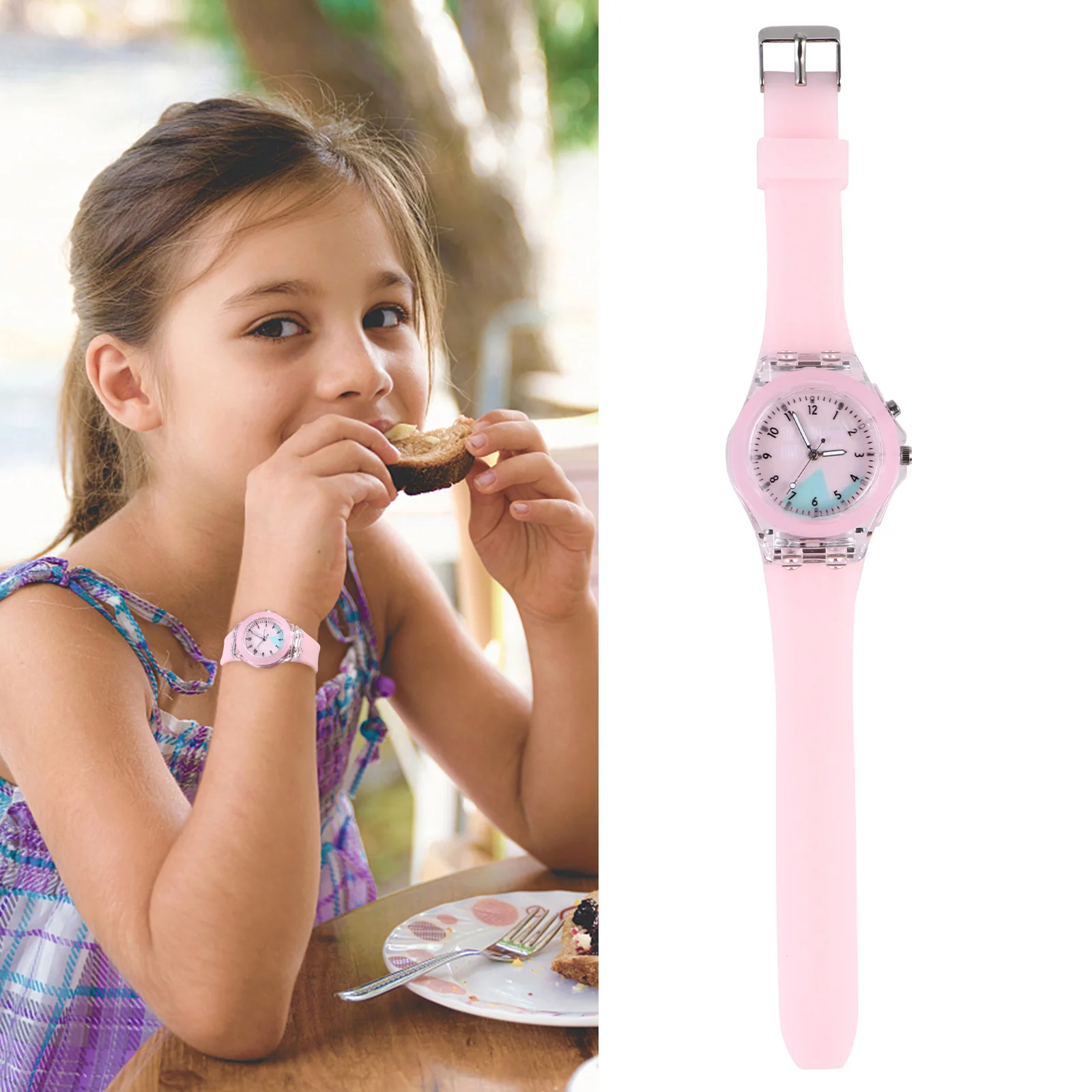 Orologio da polso luminoso per bambini con motivo a coniglio cartone animato, cinturino in silicone regolabile, comodo orologio da polso luminoso per bambini, vacanze di compleanno
