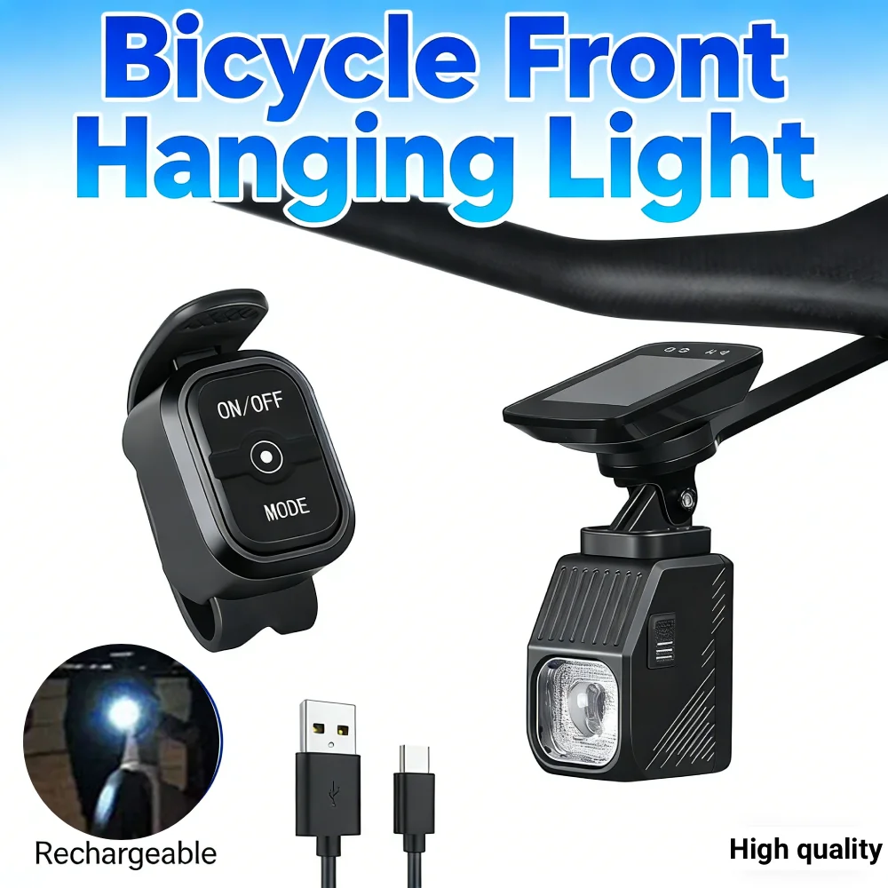 

LED Bike Front Light Remote Control Bicycle Hanging Light Type-C USB Rechargeable Super Bright Bike Headlight Bike Accessories