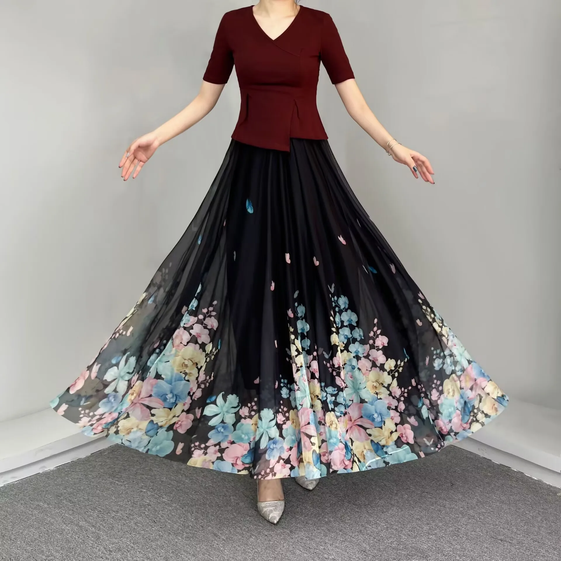 

Модные юбки весна-лето: новая офисная юбка с высокой талией, плиссированная, женская, длинная, для танцев