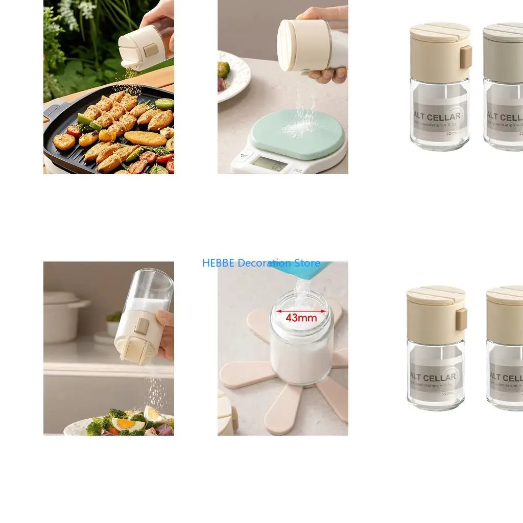 B0KC Modern 2 Pack Salt Dispenser Clear Seasoning Bottle Exact Setting Kitchen Tool