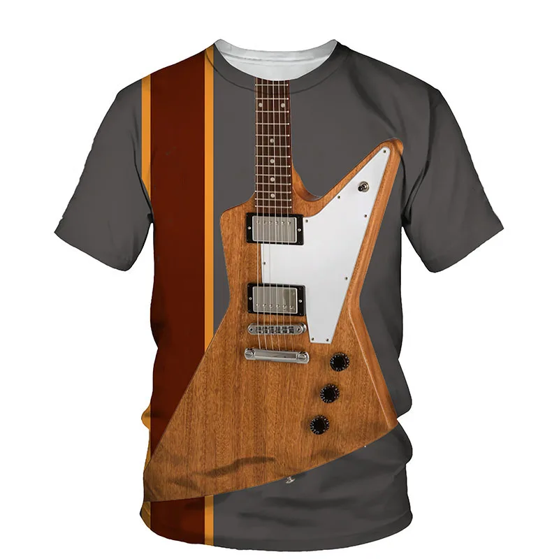 Art Guitar T-Shirts 3D Printed Summer Men Woman Casual Short Sleeve T Shirt Streetwear Oversized Harajuku Tops Tees Kid Clothing