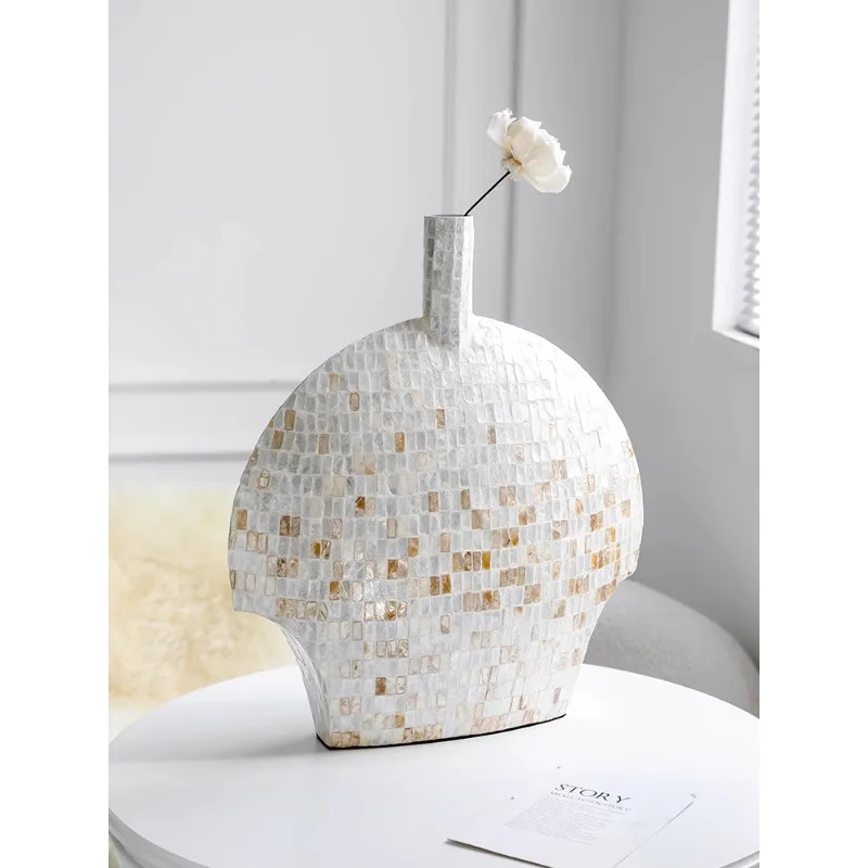 

Creative designer shell vase high-end desktop decoration ornament light luxury high-end home living room flower arrangement