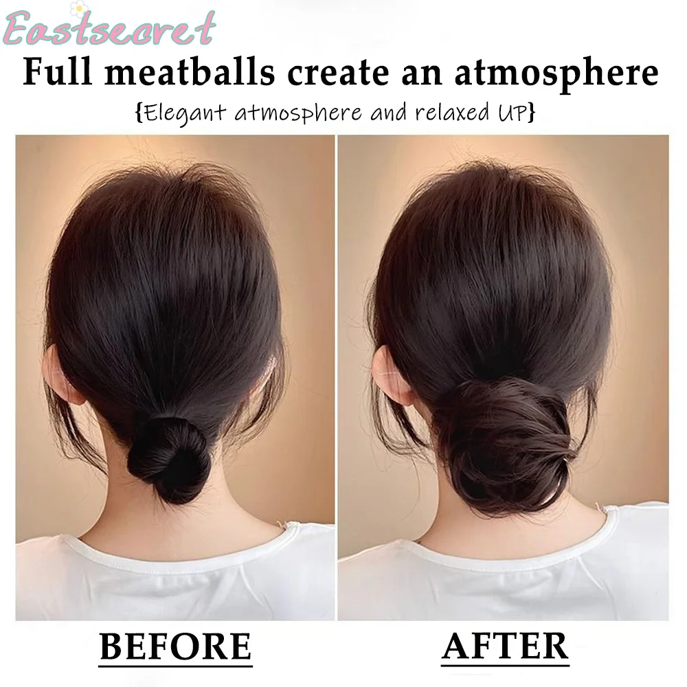 Messy Hair Bow Extension with Synthetic Mini Fake Loop UPDO Donut Clip Suitable for Women and Girls Stretchable Bird's Nest