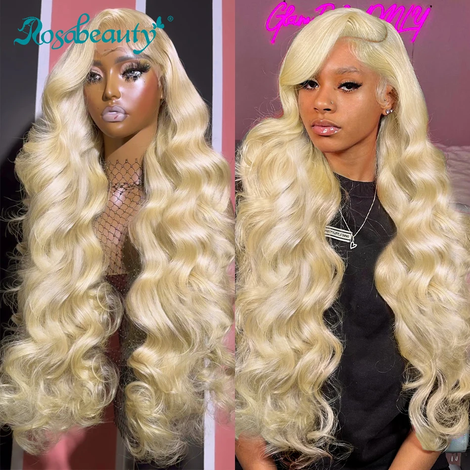 Rosabeauty Blonde 613 HD Body Wave Lace Front 13x6 Human Hair Wigs 5X5 Glueless 13X4 Frontal 250 Density 40 Inch Wig