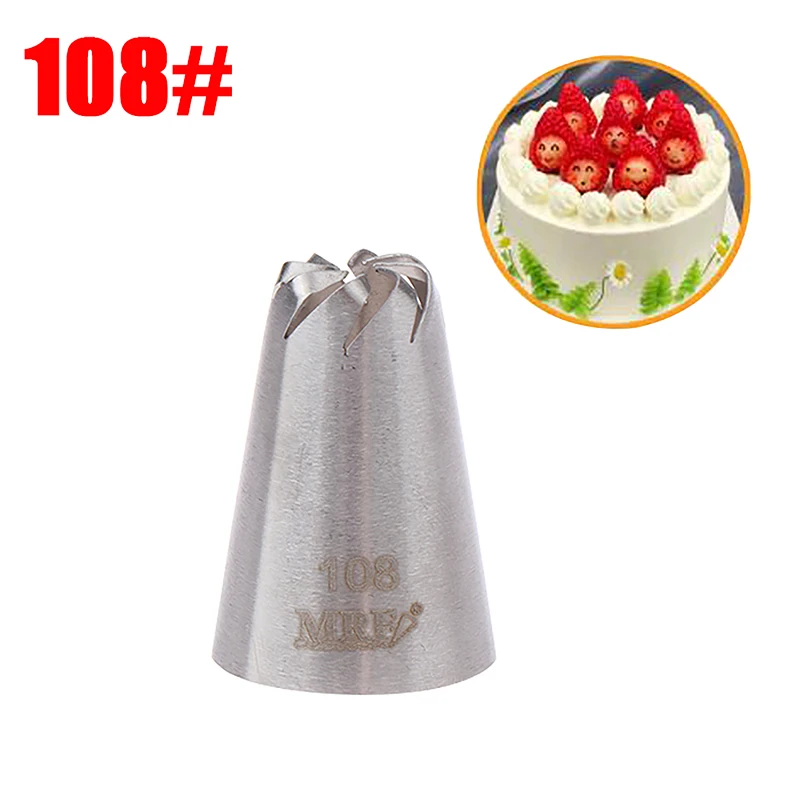 1Pc #108 Russian Drop Rose Icing Piping Nozzles Stainless Steel Flower Mouth Cream Pastry Tips Nozzles Cake Decor Tool