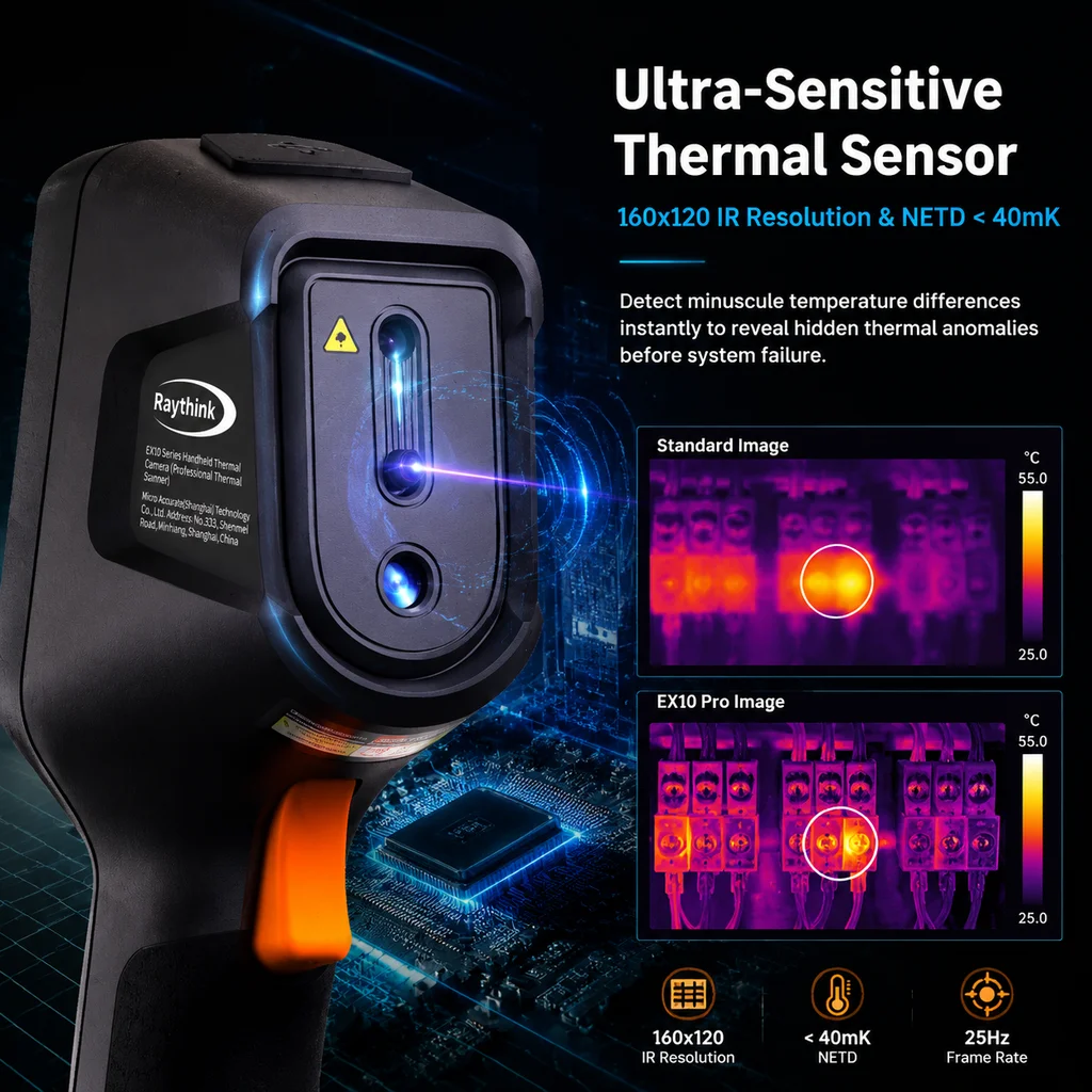 Infrared Thermal Camera Raythink EX10 Pro 25Hz 320×240 Super Resolution Visual Fusion PIP WiFi Laser for Electrical Auto Inspect