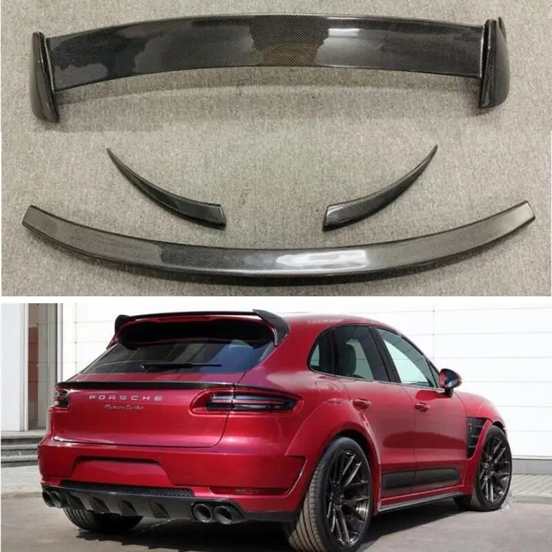 CARBON FIBER ABOVE & BELOW REAR ROOF WING TRUNK LIP TAIL SPOILER FOR Porsche Macan 2014 2015 2016 2017 2018