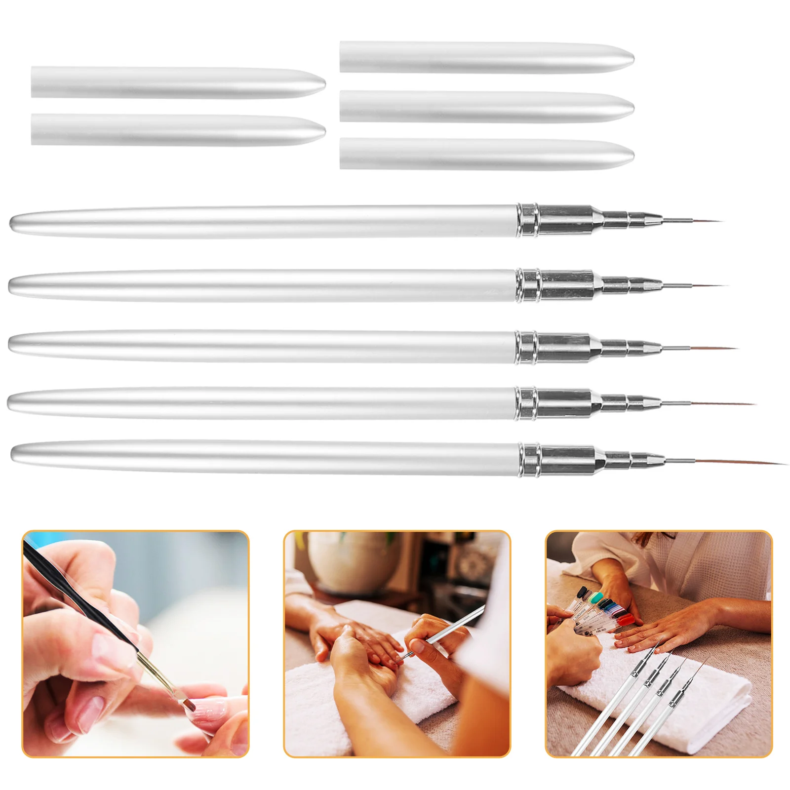 5Pcs Nail Art Liner Pens Metal Premium Quality DIY Manicure Thin Brush for Precise Nail Design Drawing Tools Manicure Liner