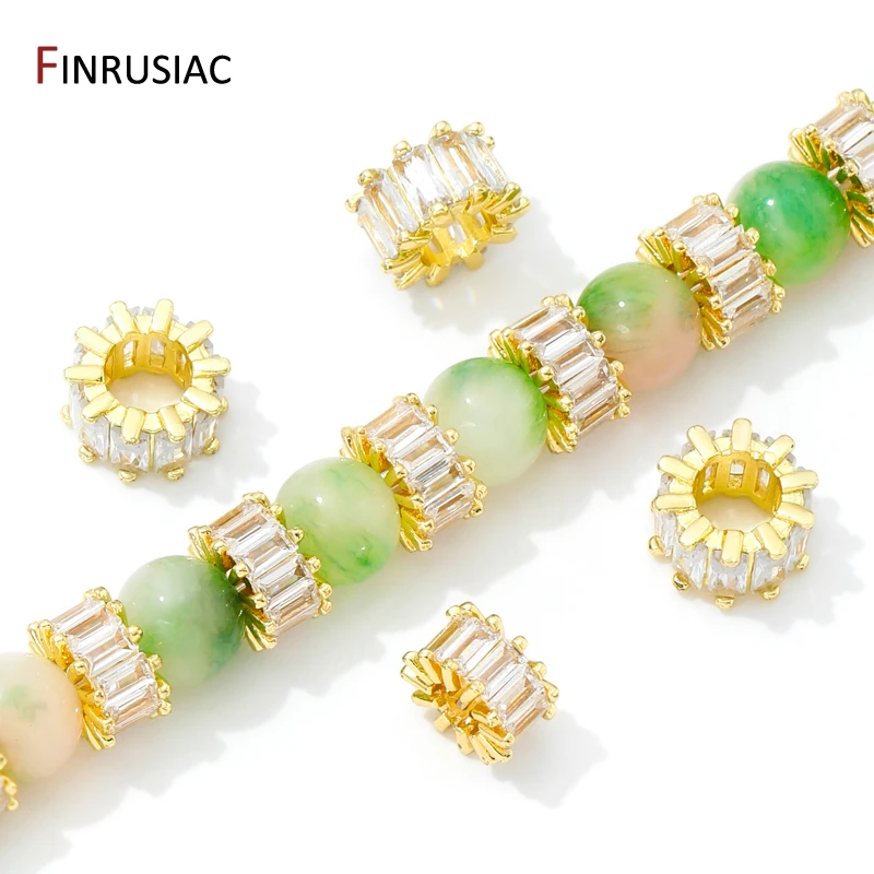 18K Gold Plated Zircon Crystal Spacer Beads Accessories For Bracelets,Bead Separators For Jewelry Making DIY Beading Material