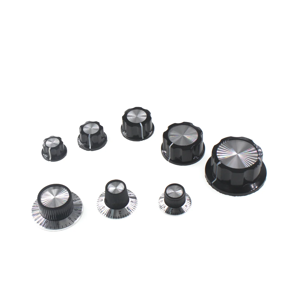 2 Stück MF-A01 MF-A02 MFA-A03 MF-A04 MA-A05 C1 C2 C3 Bakelit Potentiometer Knopf Lochdurchmesser 6 mm für WH118 WX050 Potentiometer