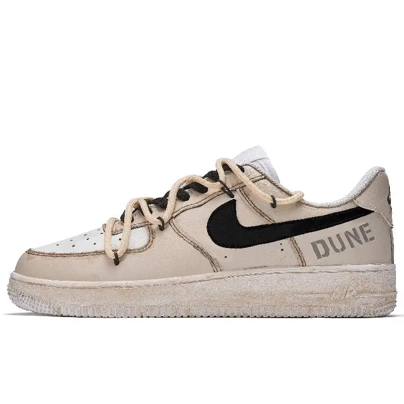 

[Custom Sand dune]Nike Air Force 1 Skateboard Shoes Women's Low-Top Brown/Umber/Black